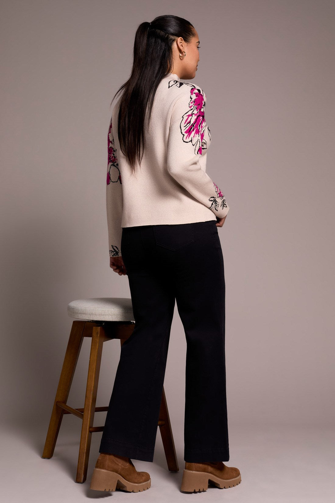 Tribal | Knit Jacquard Funnel Neck Sweater