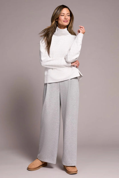 Tribal | Puckered Knit Drop Shoulder Funnel Neck Top