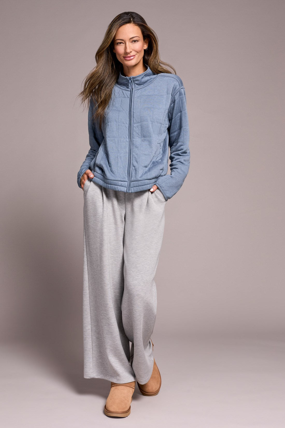 Tribal | Quilted Lightweight Zip-Front Mock Neck Jacket