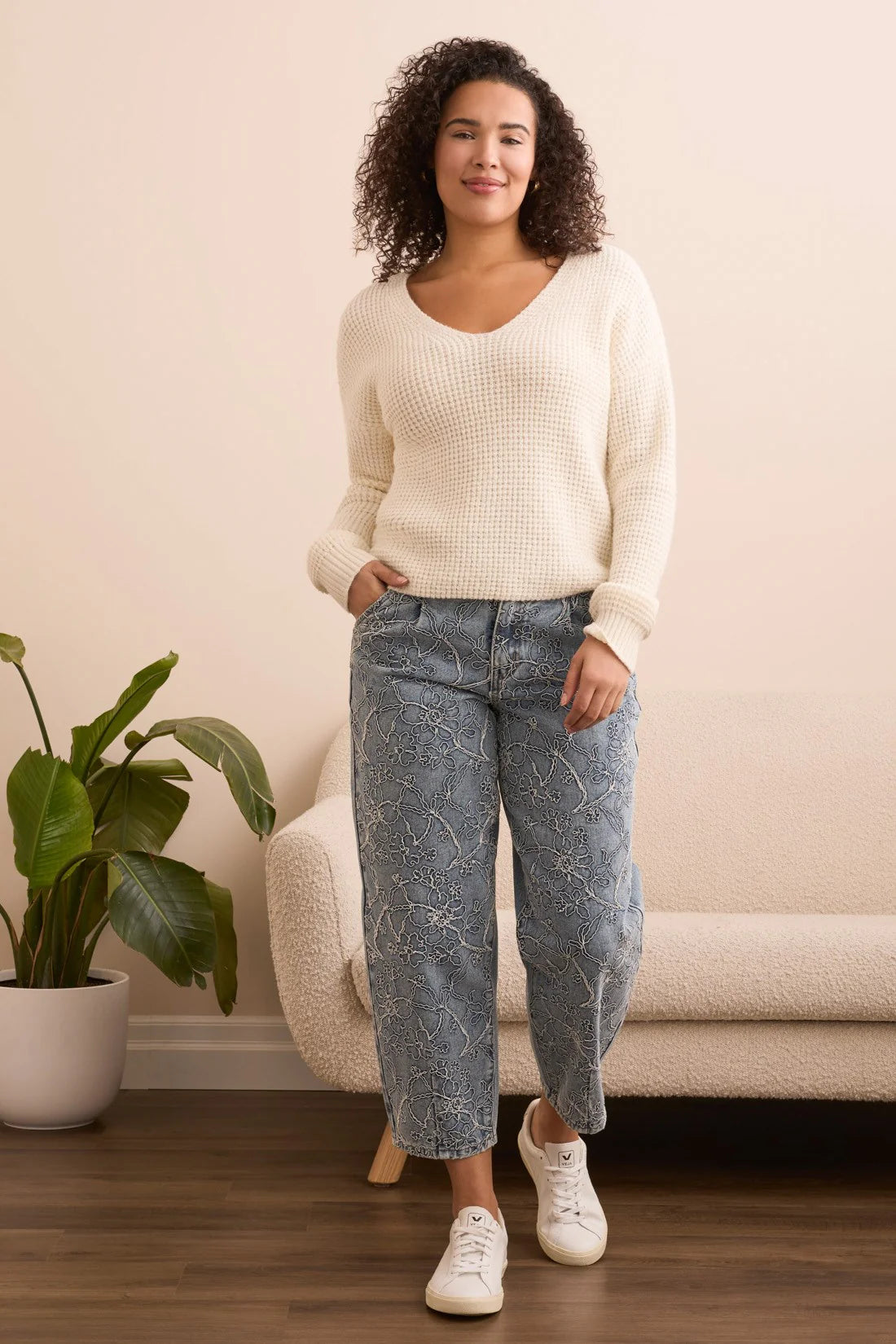 Tribal | Drop Shoulder V-Neck Sweater