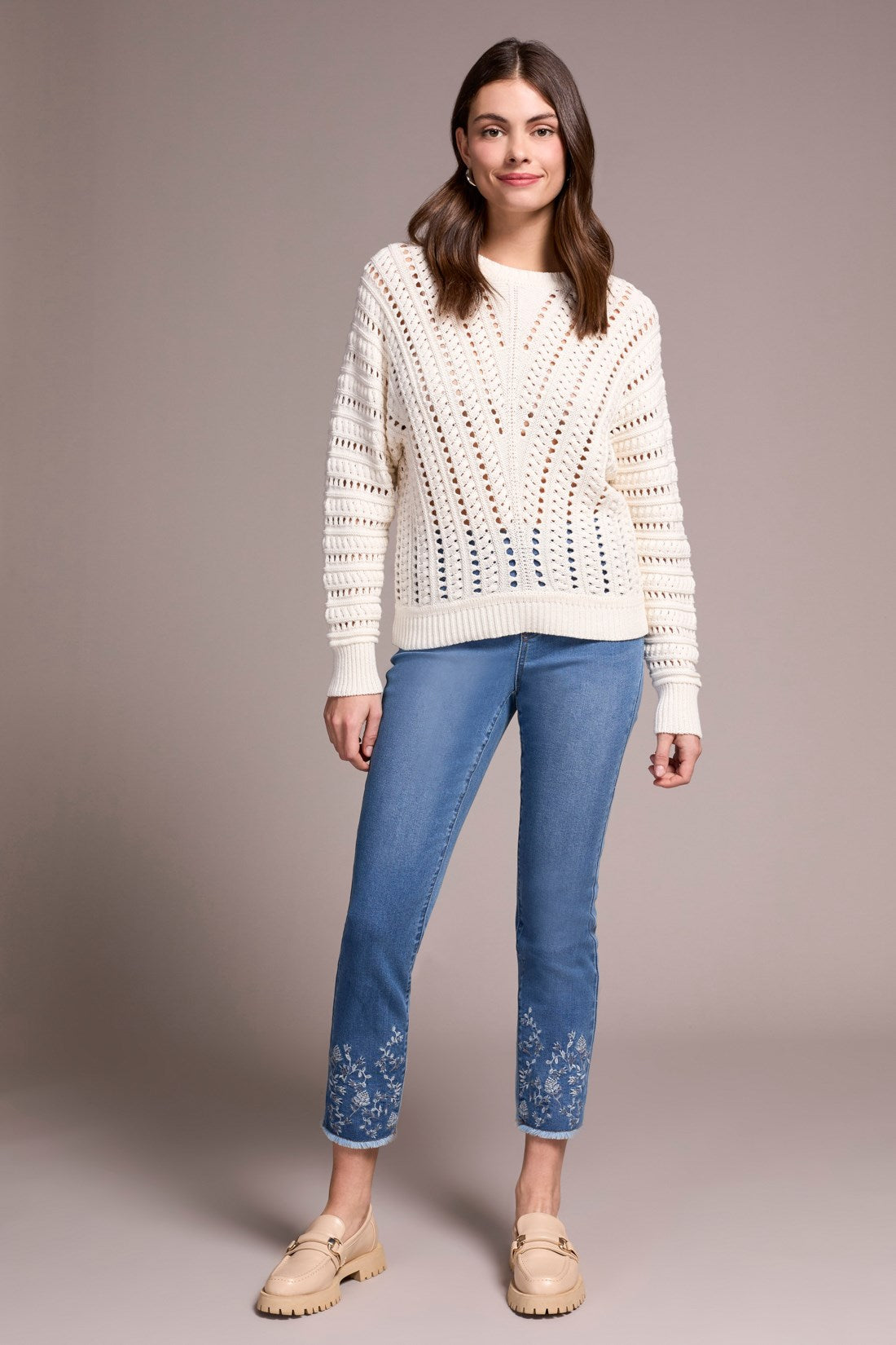 Tribal | Crew Neck Sweater w/ Special Wash