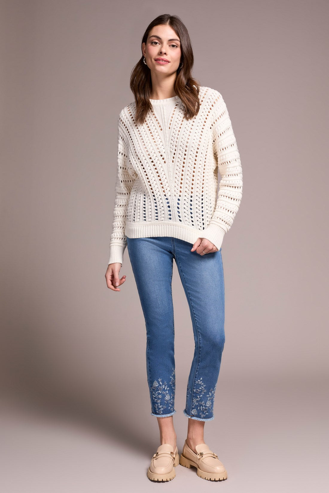 Tribal | Crew Neck Sweater w/ Special Wash