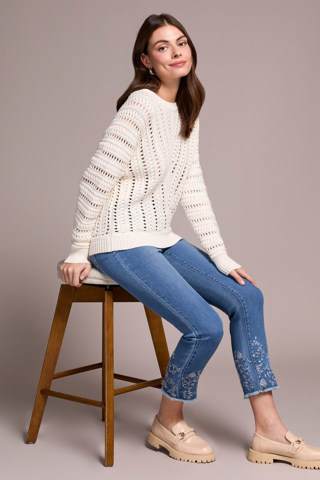 Tribal | Crew Neck Sweater w/ Special Wash