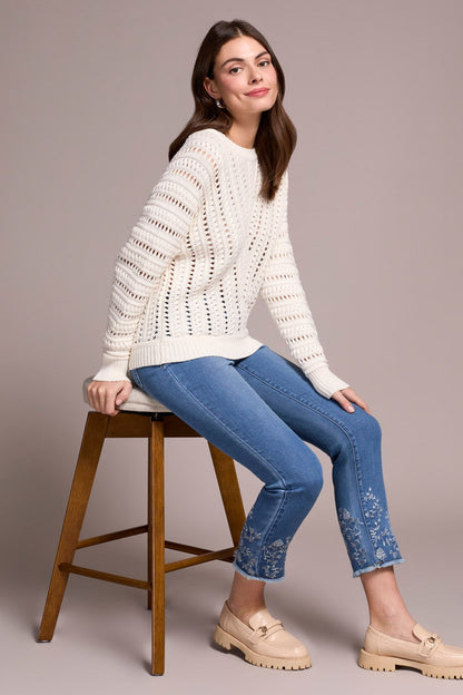 Tribal | Crew Neck Sweater w/ Special Wash