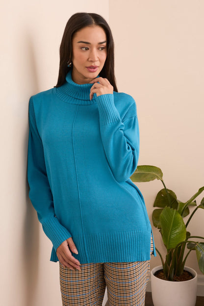 Tribal | Drop Shoulder Turtle Neck Sweater