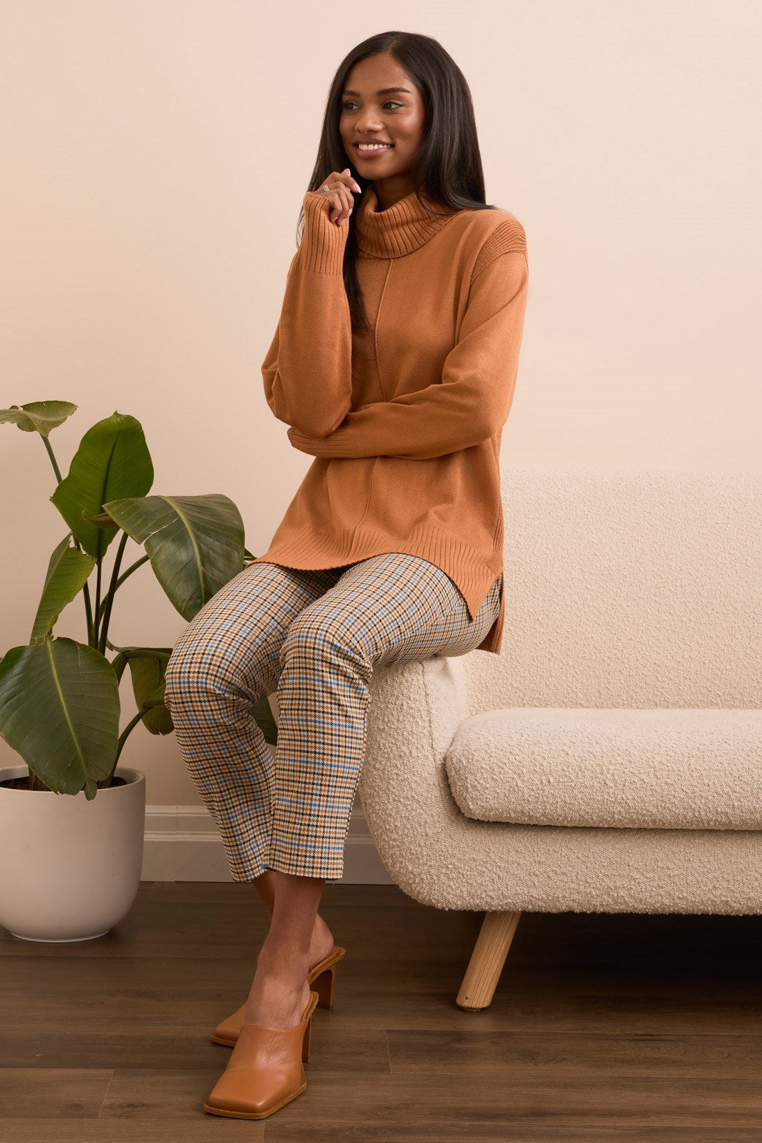 Tribal | Drop Shoulder Turtle Neck Sweater