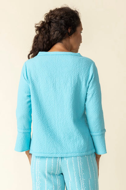 Habitat | Crinkle Crepe Solid Flutter Sleeve Pullover