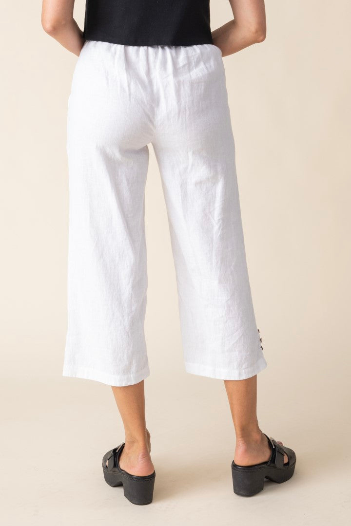 Linen Pleat Button Capri
