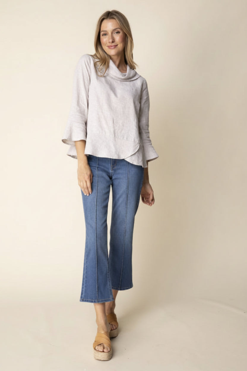 Linen Solid Overlay Top - Oatmeal