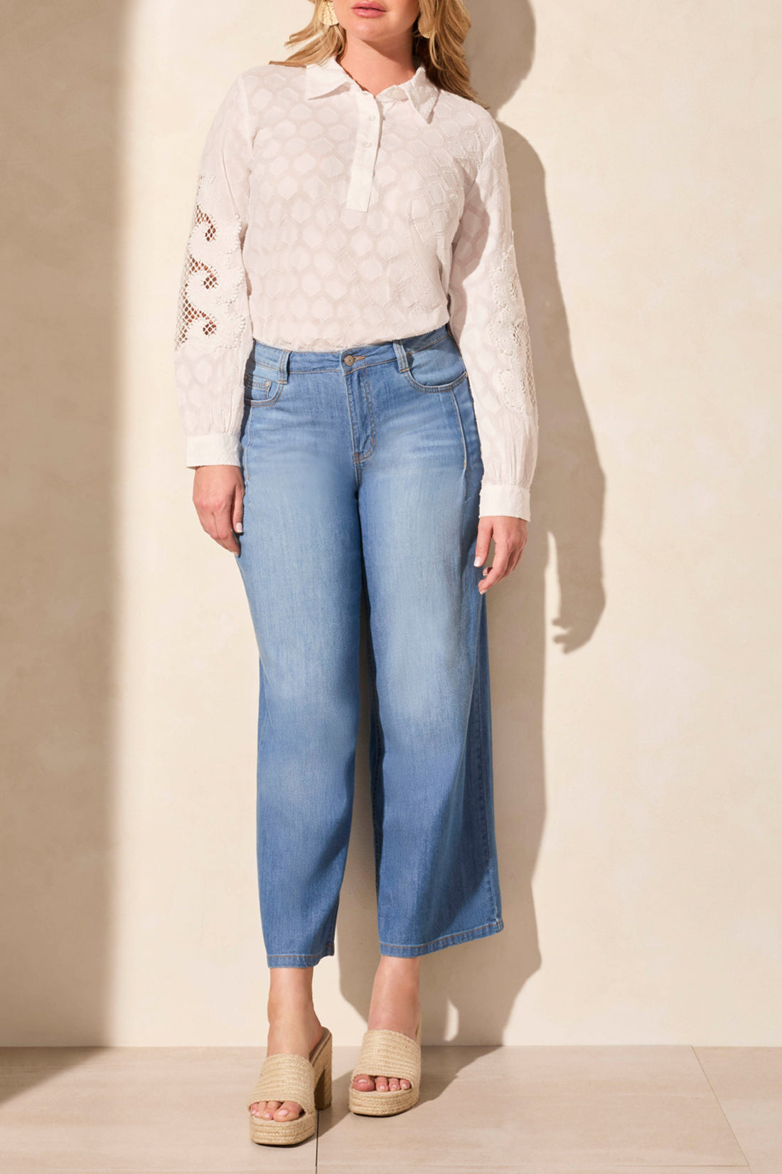 Tribal | Audrey Pleated Wide Leg Jeans