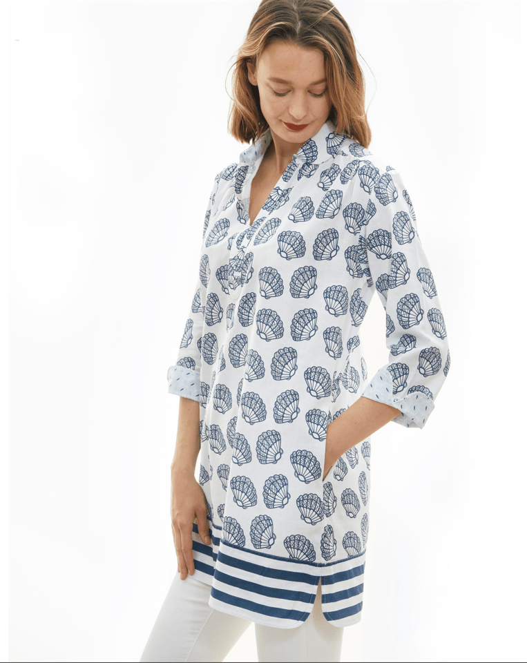 Dizzy - Lizzie | Vail Tunic Beach Shell Border Print | Cloister Collection | SHIRT