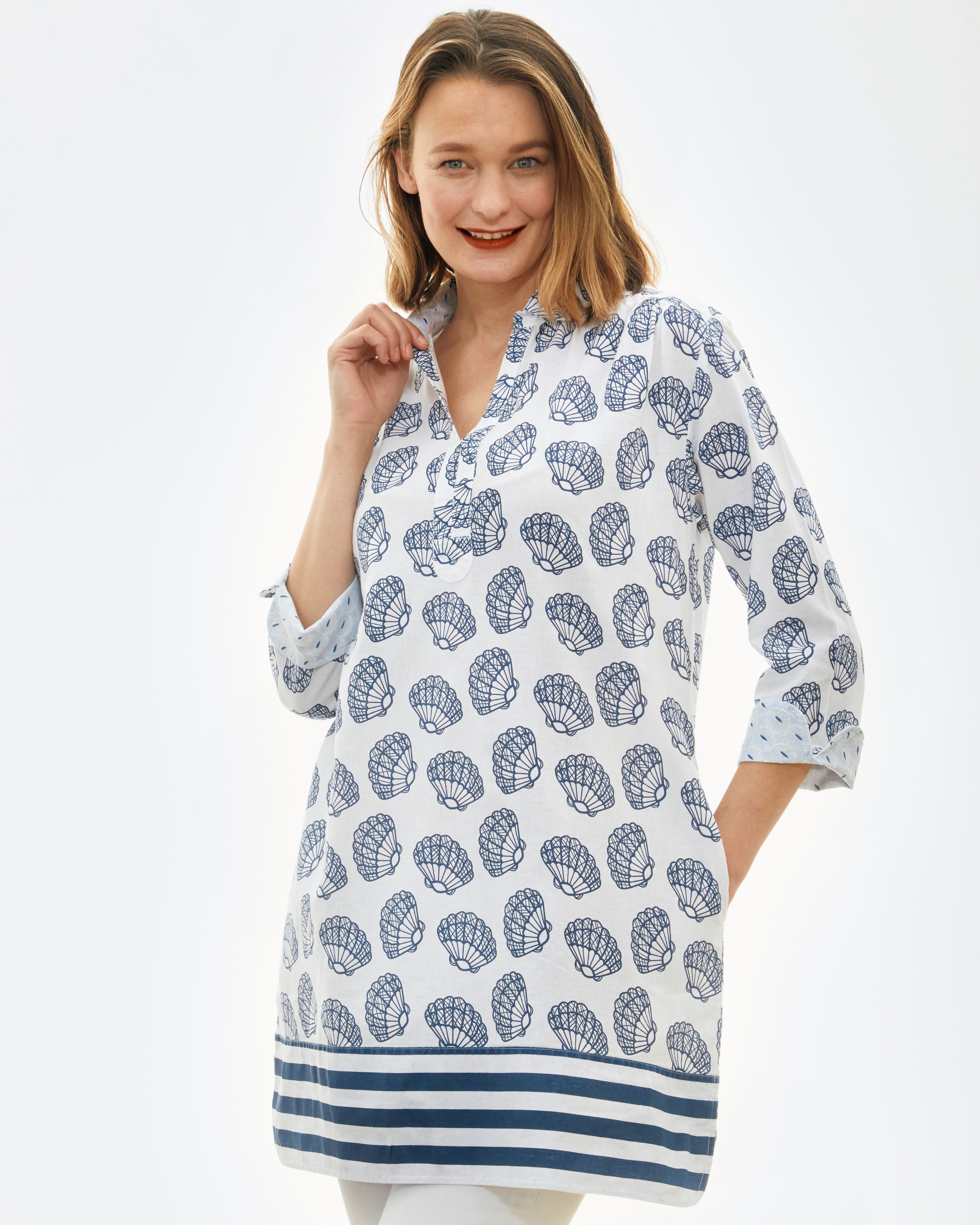 Dizzy - Lizzie | Vail Tunic Beach Shell Border Print | Cloister Collection | SHIRT