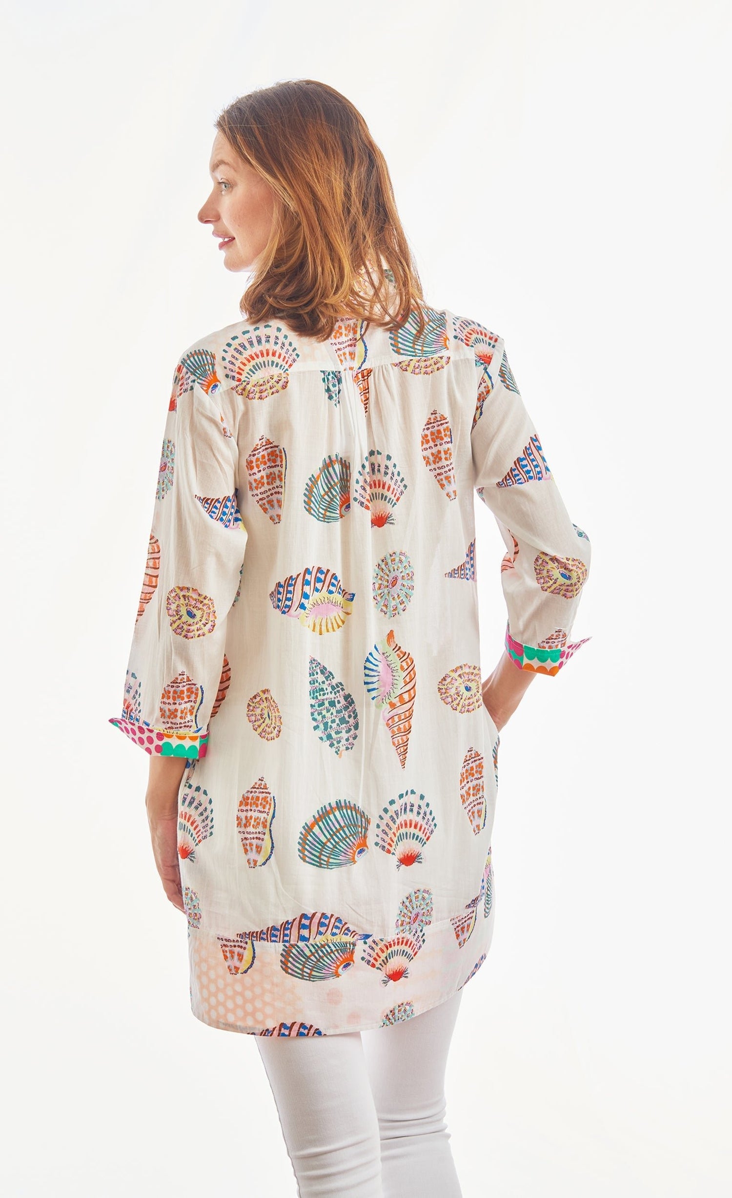 Dizzy Lizzie | Vail Tunic Seashells Multi Colored In Voile | Cloister Collection | TUNIC