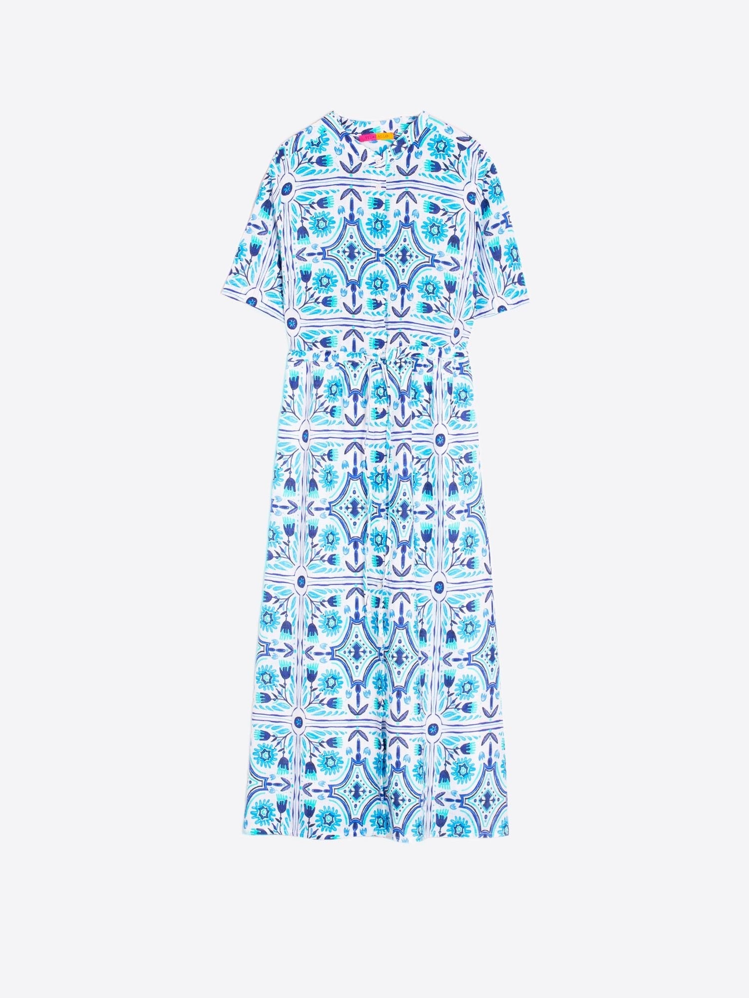 Vilagallo | Print Linen Midi Dress