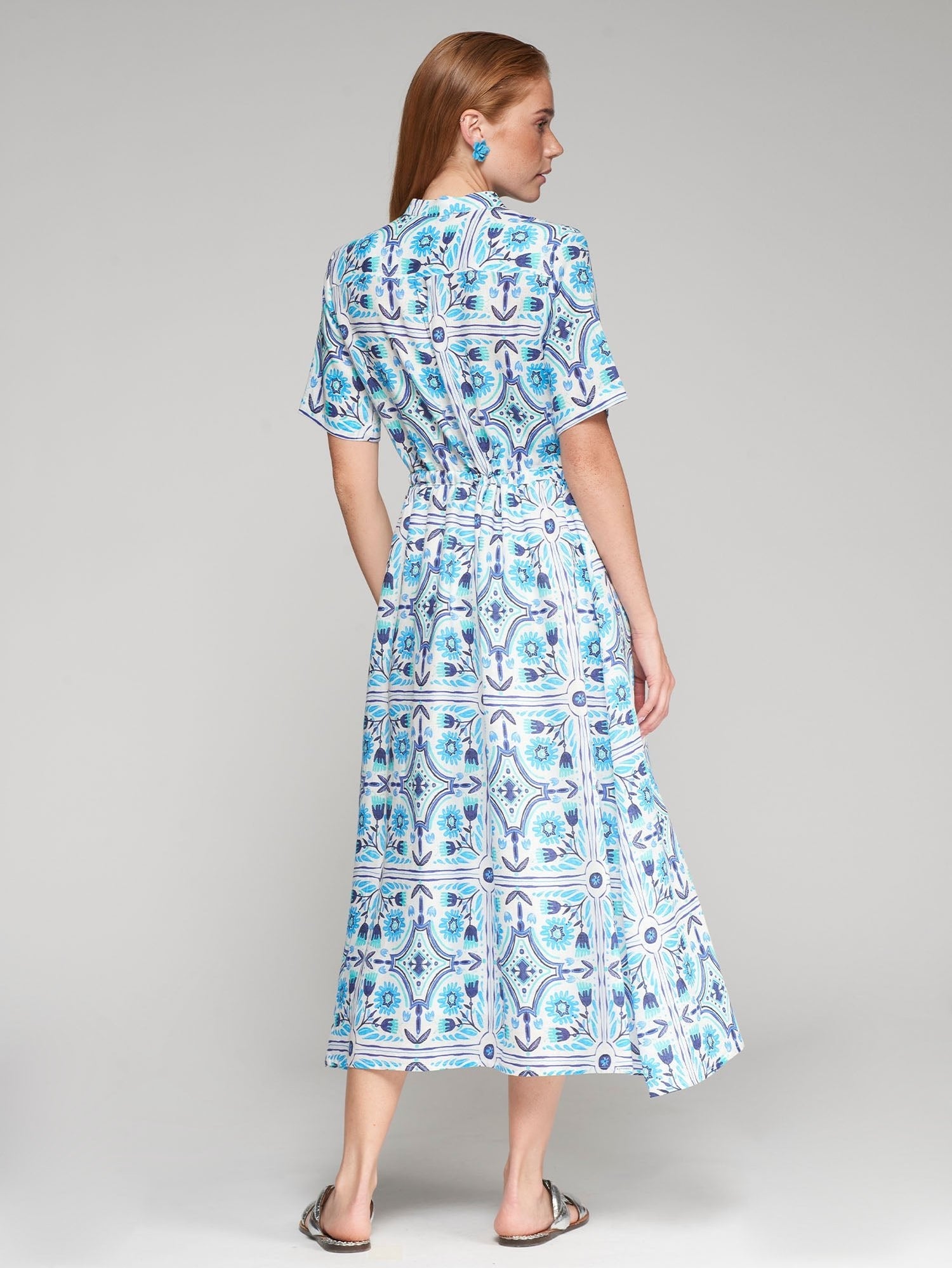 Vilagallo | Print Linen Midi Dress