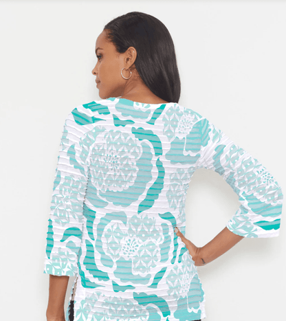 Whimsy Rose | Whimsy Rose | Aqua Peonies Print Top | Cloister Collection | TOPS