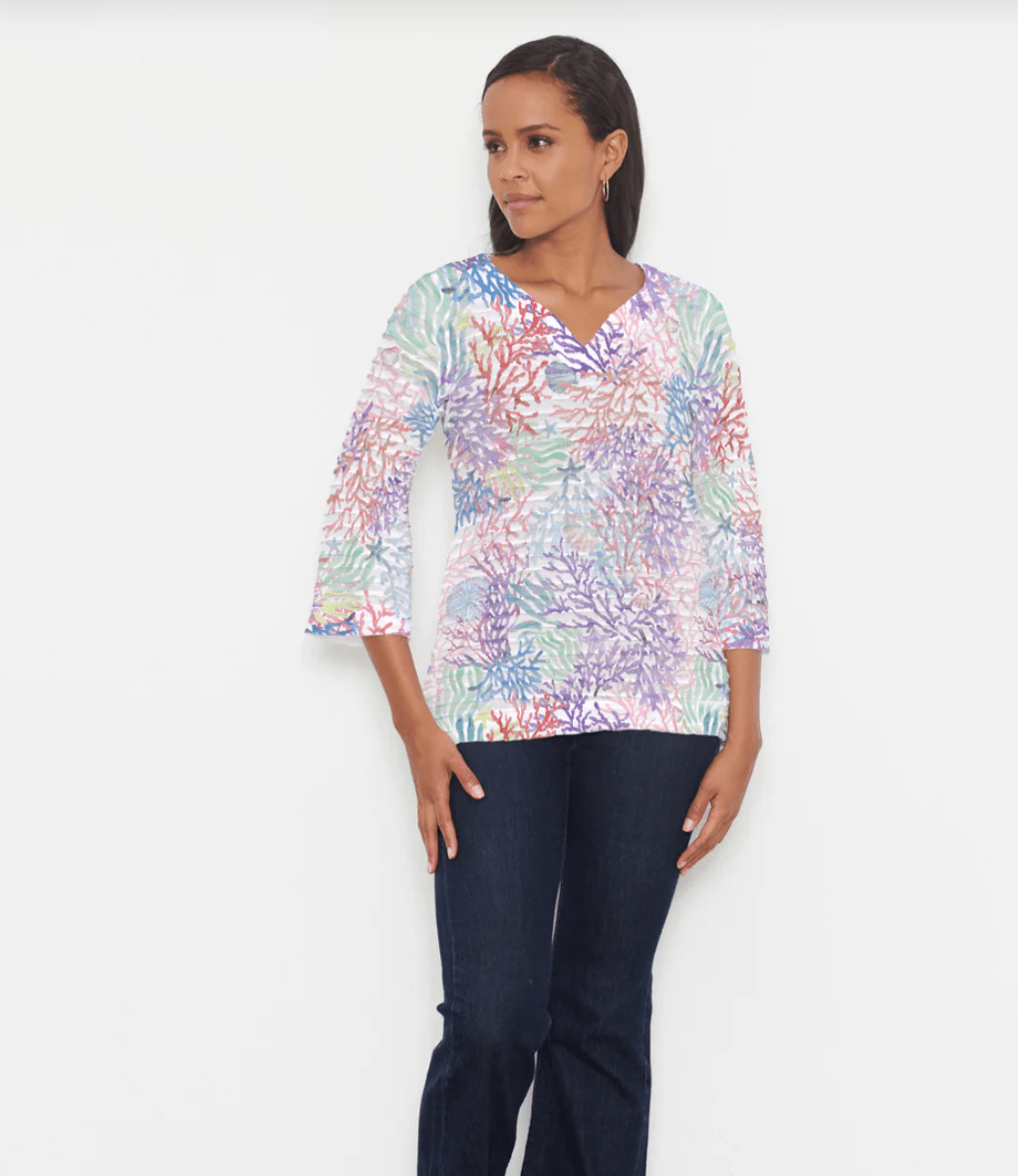 Whimsy Rose | Whimsy Rose | Tropic Coral Print Top | Cloister Collection | TOPS