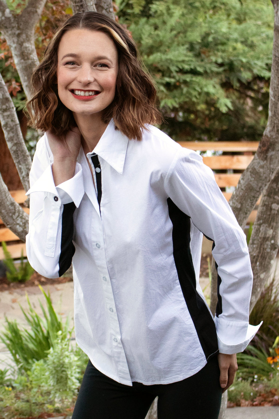 Dizzy Lizzie | White Rome Shirt with Black Side Stripe | Cloister Collection | SHIRTS