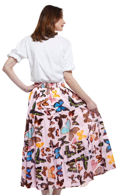 Dizzy Lizzie | Woodstock Skirt in Pink with Butterflies | Cloister Collection | SKIRT