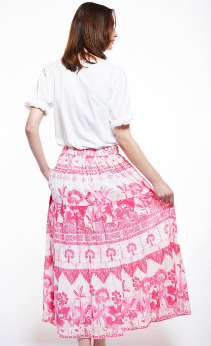 Dizzy Lizzie | Woodstock Skirt with Pink Ikat Print | Cloister Collection | SKIRT