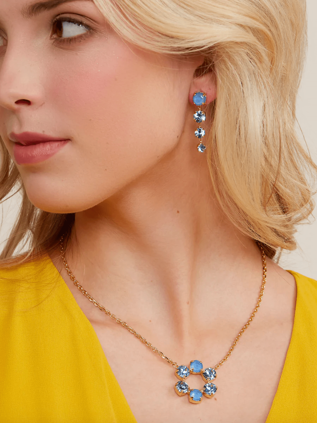 Zenzii | Zenzii | 4 Stone Drop Earring Blue | Cloister Collection |