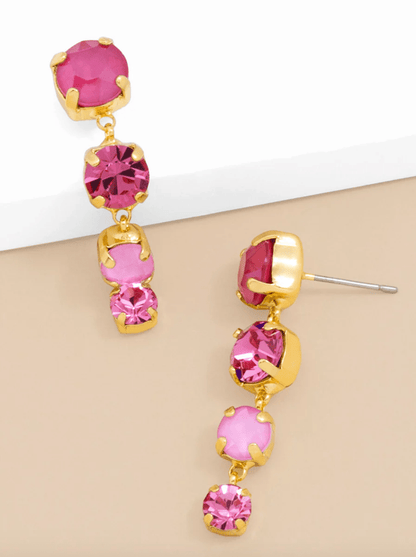 Zenzii | Zenzii | 4 Stone Drop Earring Pink | Cloister Collection | JEWELRY