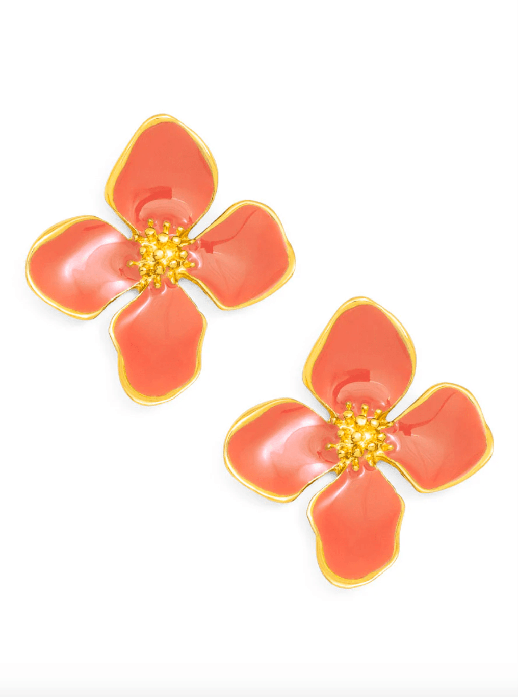 Zenzii | Zenzii | Enamel Flower Stud Orange | Cloister Collection | JEWELRY