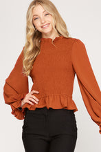 Load image into Gallery viewer, Cloister Collection | Ls Smocked Peplum Top
