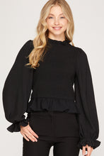 Load image into Gallery viewer, Cloister Collection | Ls Smocked Peplum Top

