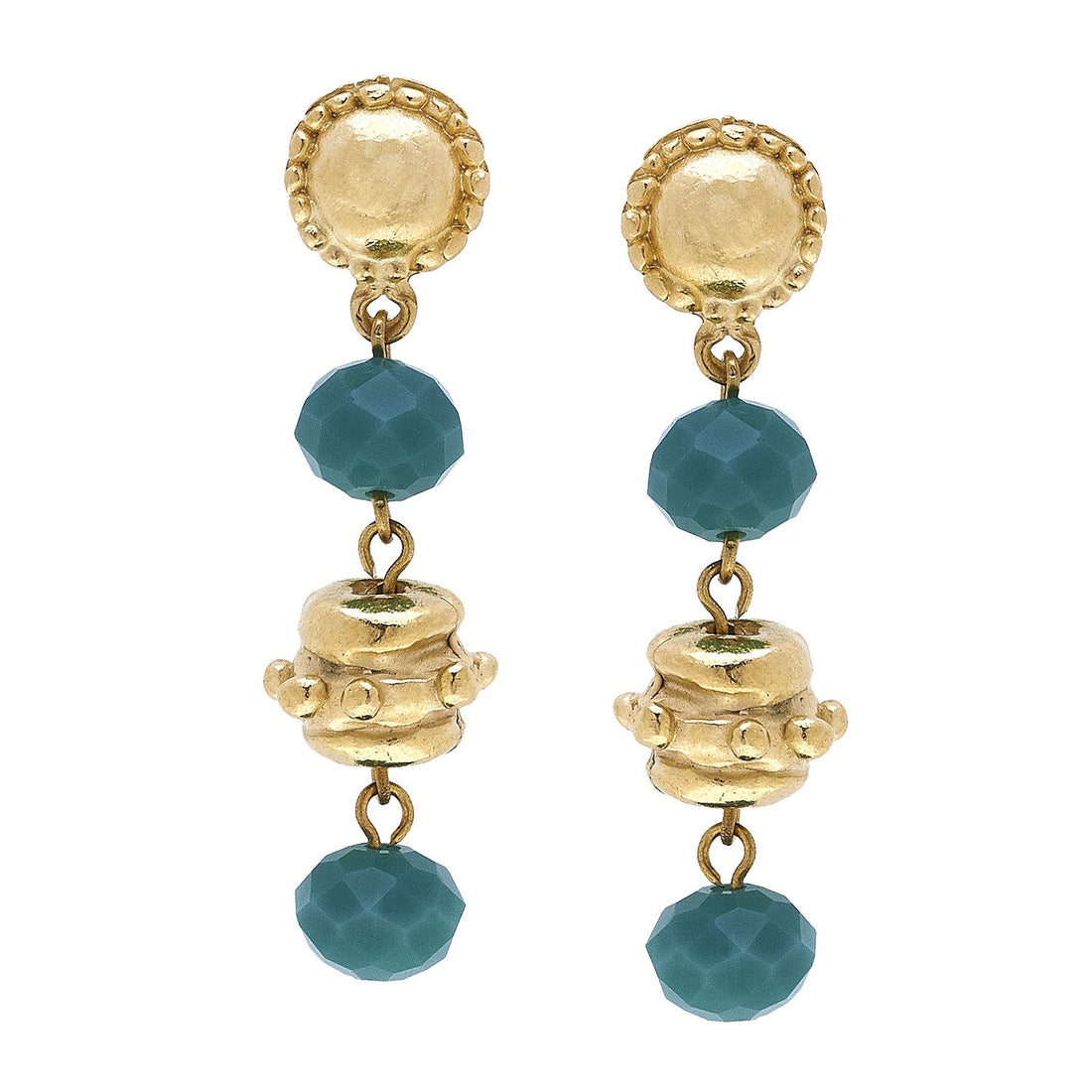 Susan Shaw | Tiered Gold &amp; Crystal Earrings