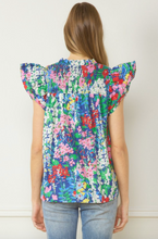 Load image into Gallery viewer, Cloister Collection | Print Top with Ruffle Slv Deta
