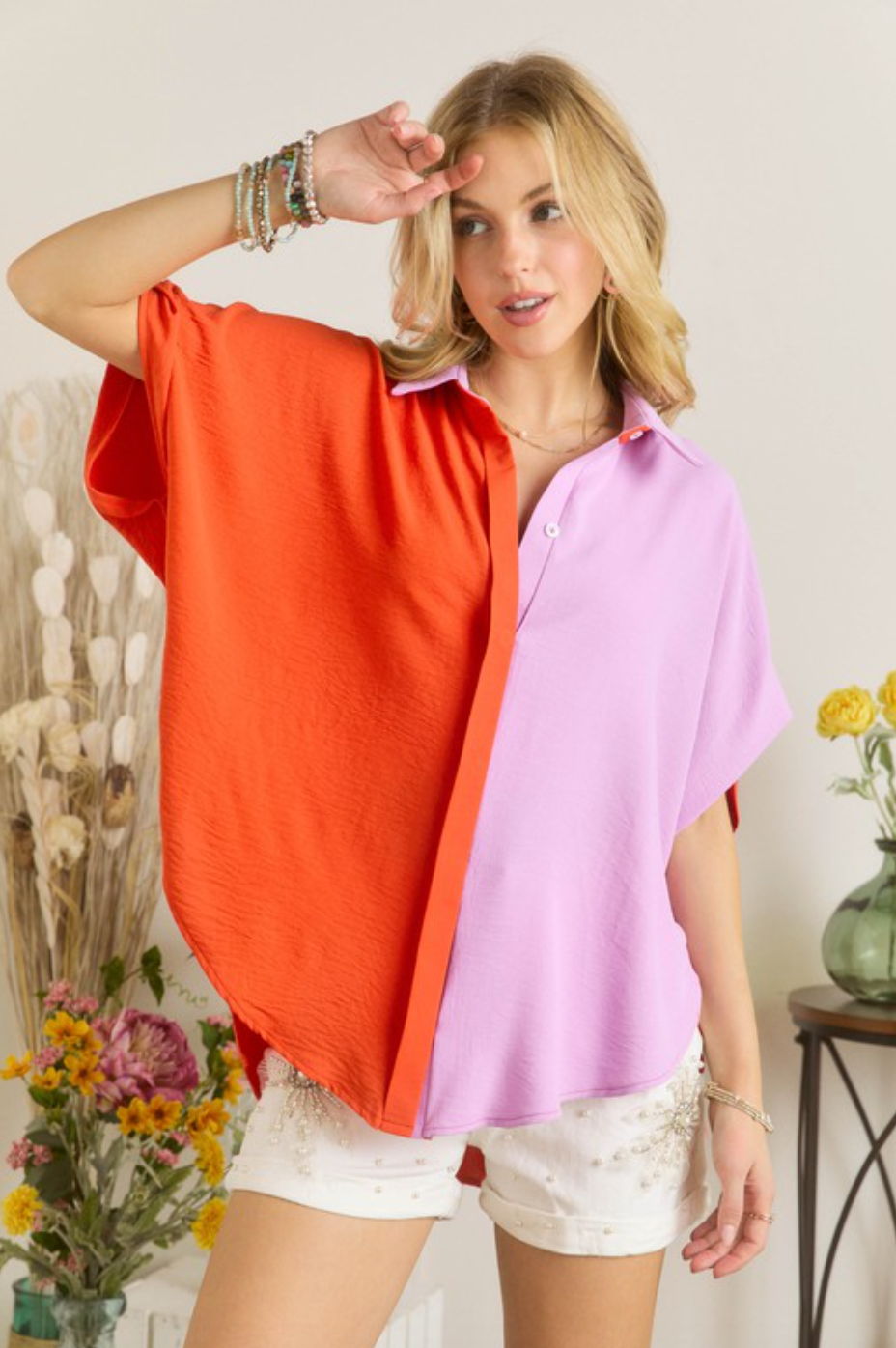 Adora | Button Down Colorblock